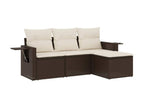 4-piece garden furniture set with brown resin wicker cushions