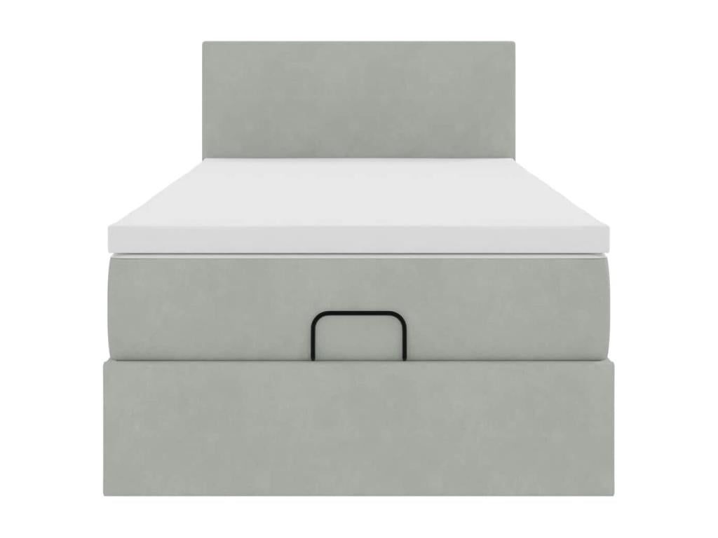 Homelumiere bed frame and light grey 90x200 cm velvet mattress