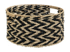 Set of 3 Beige and Black Storage Baskets, 38cm Diameter, 30cm Diameter and 24cm Diameter