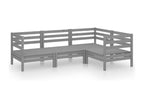 4-piece garden furniture set, solid pine wood, grey