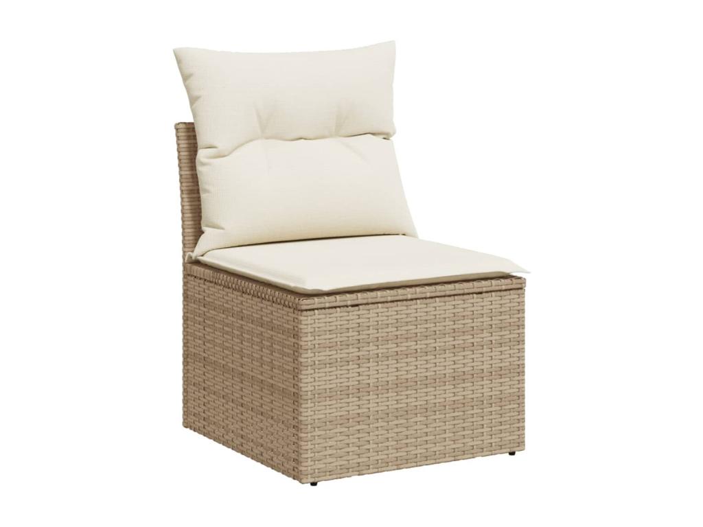 11-piece garden furniture set with beige resin wicker cushions