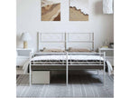 Metal bed frame without mattress and white bed legs, 150x200 cm
