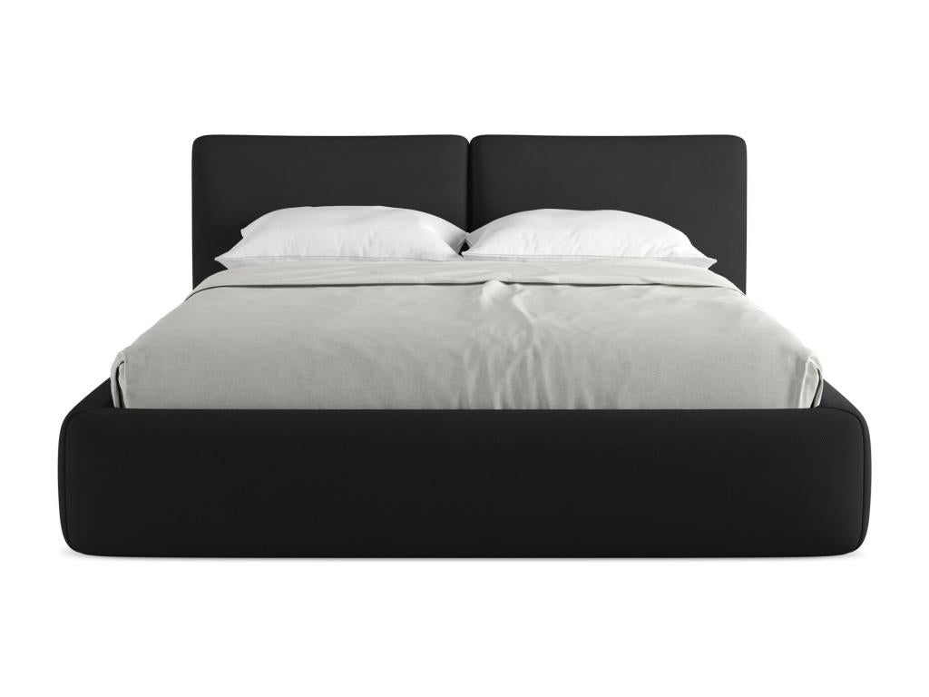 Chenille fabric storage bed 160x200 - black - Homelumiere