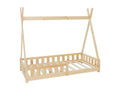 Homelumiere Natural Anti-Fall Children's Bed, Wooden House Bed in Pine, 80x160 cm