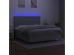 Upholstered bed base and mattress with LED lighting, light grey, 180x200 cm, fabric 16756IORT