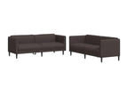 2-piece dark brown fabric sofa set