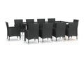 11-piece garden dining set with black resin wicker cushions