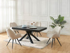 Extendable dining table for 6 to 10 people in MDF and metal - Black - Homelumiere