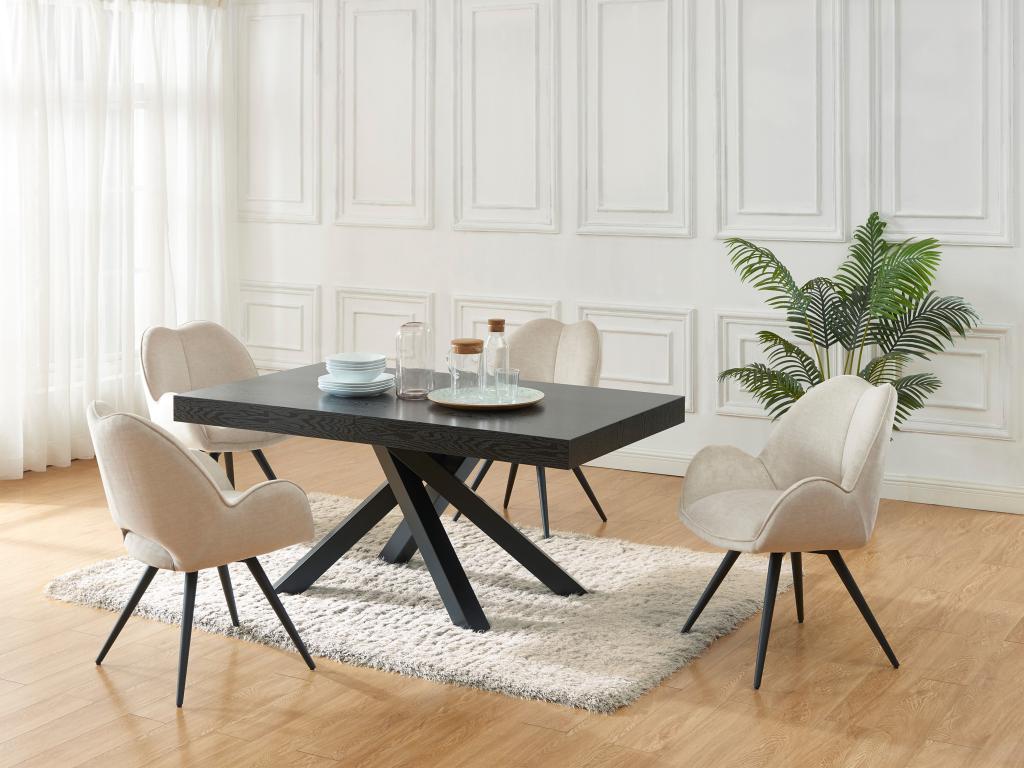 Extendable dining table for 6 to 10 people in MDF and metal - Black - Homelumiere