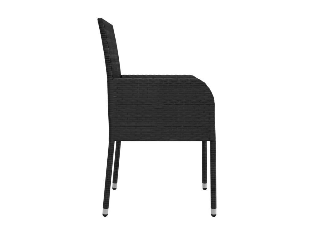 Set of 2 garden chairs with cushions, black wicker resin, 61637INDO
