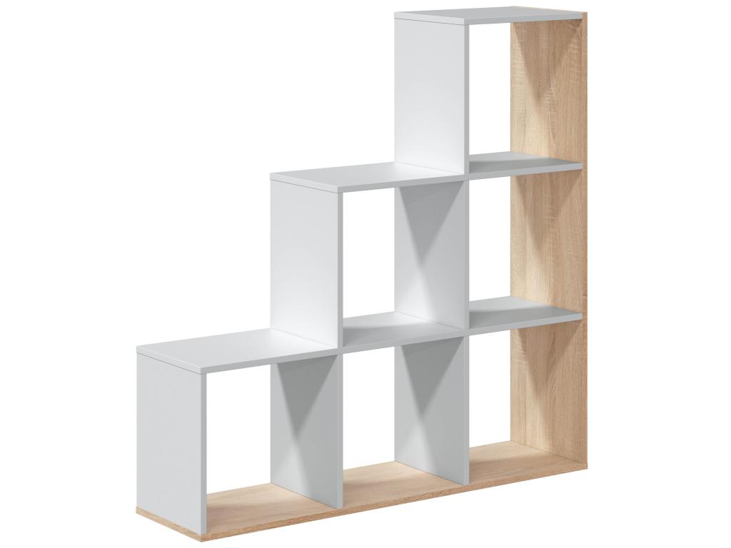 Homelumiere Bookshelf, White/Oak, for Dining Room or Office