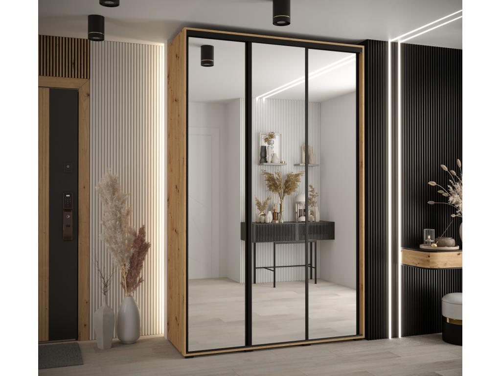Homelumiere 2 Sliding Door Wardrobe 235.2/150/45 3 Doors Homelumiere/Black