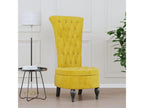 High-back chair in yellow velvet with button design