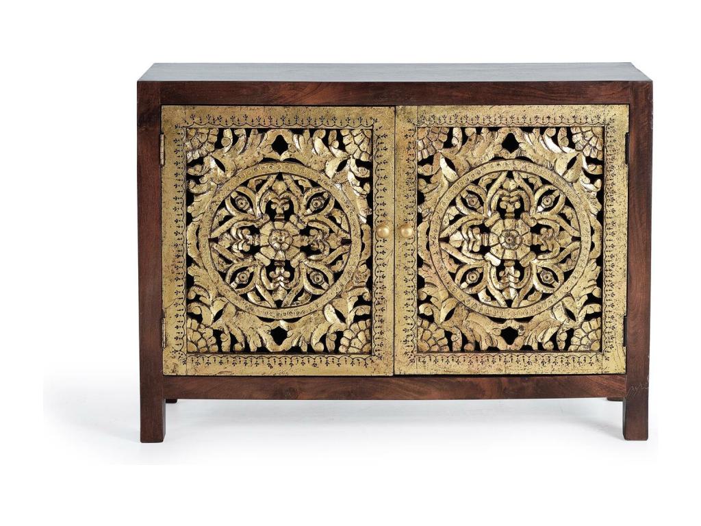 Chest of drawers in mango wood with handmade bronze details - Multicolor. Giner y Colomer. 80x40x110