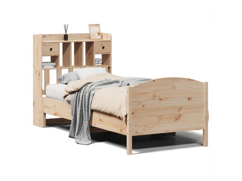 Bookshelf bed without mattress 90x190 cm solid pine wood 39410YAMQ