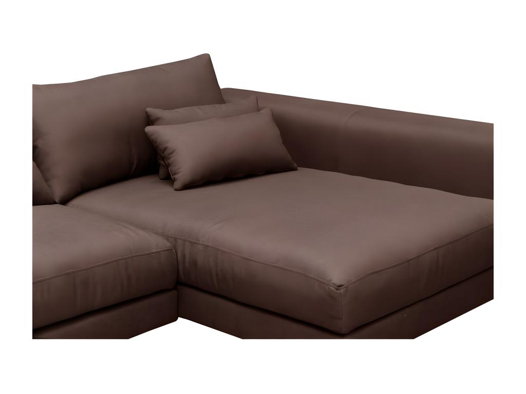 Luxury 5-seater fabric corner sofa, Homelumiere brown, right-hand corner, front view