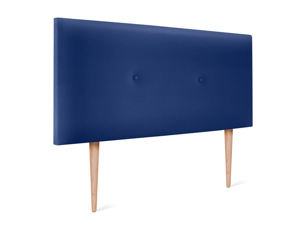 Homelumiere Smooth Faux Leather Headboard with Buttons 95x105cm with Legs for 90cm Beds - Blue