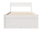 Bed frame with drawers, white, 90x190 cm, solid pine wood