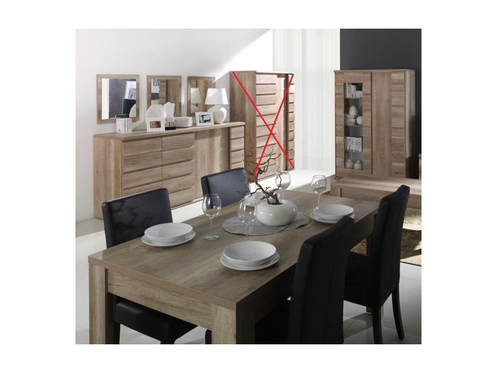 Homelumiere dining room set in oak finish - Sideboard with display cabinet, mirrors, and 180cm table