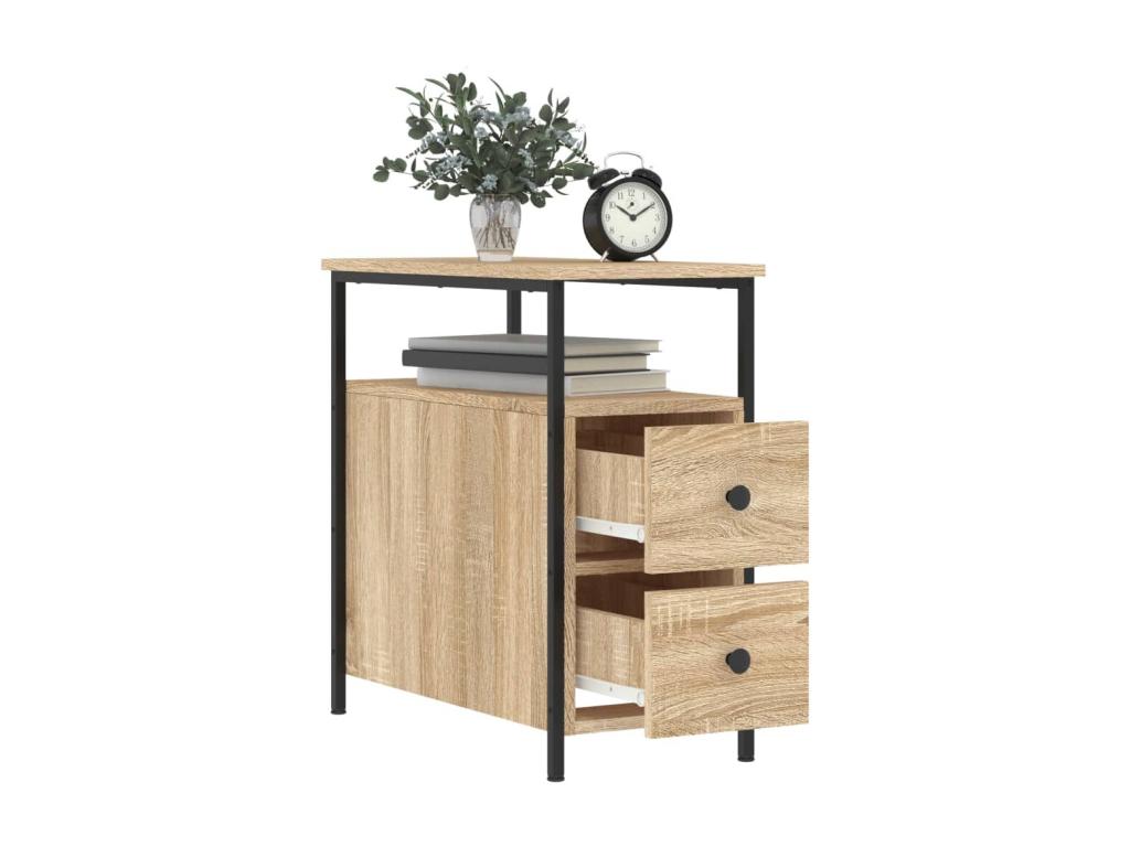 Homelumiere 2-piece oak bedside tables, 30x60x60 cm, engineered wood