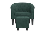 Armchair with footrest, dark green velvet