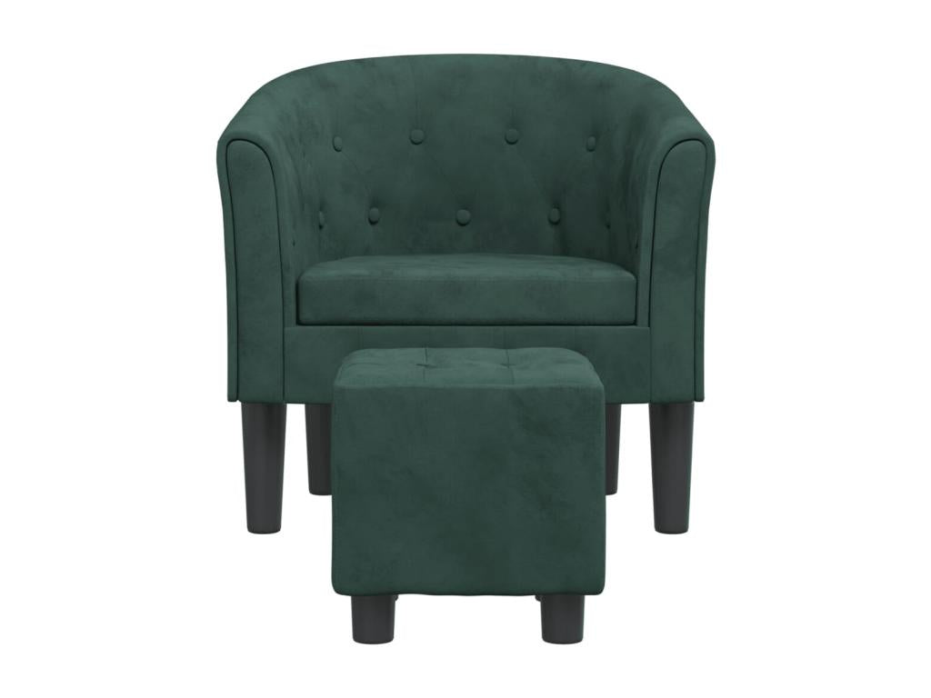 Armchair with footrest, dark green velvet