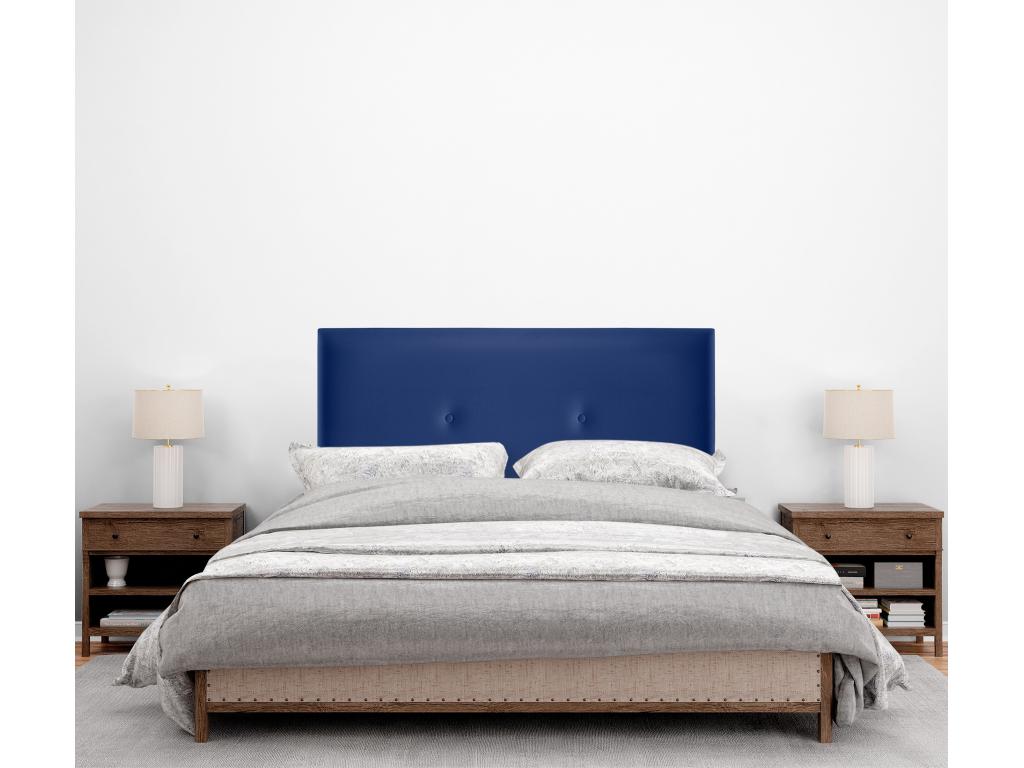 Homelumiere Smooth Faux Leather Headboard with Buttons 95x105cm with Legs for 90cm Beds - Blue