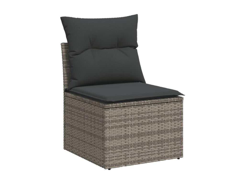 8-piece garden furniture set with grey resin wicker cushions