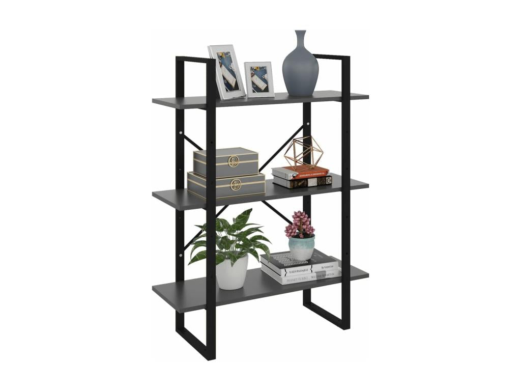 Grey bookcase 80x30x105 cm engineered wood