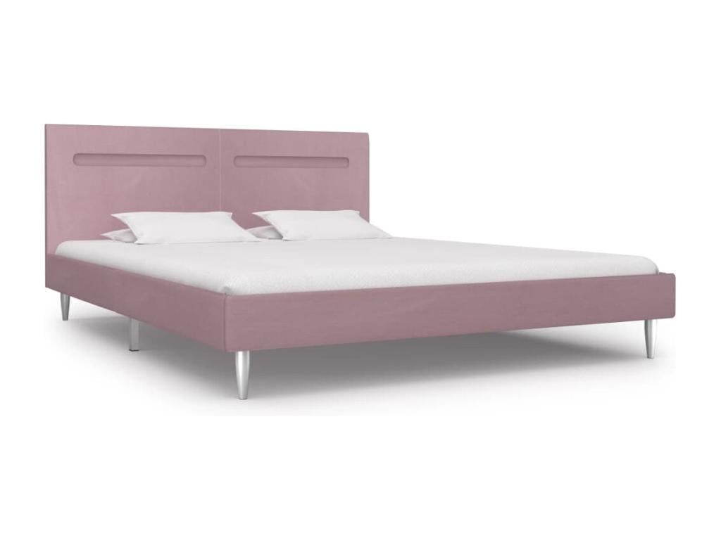 Bed frame with LED lights, pink fabric, 180x200 cm
