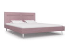 Bed frame with LED lights, pink fabric, 180x200 cm