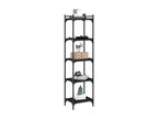 5-tier black bookcase, 40x30x154 cm, engineered wood