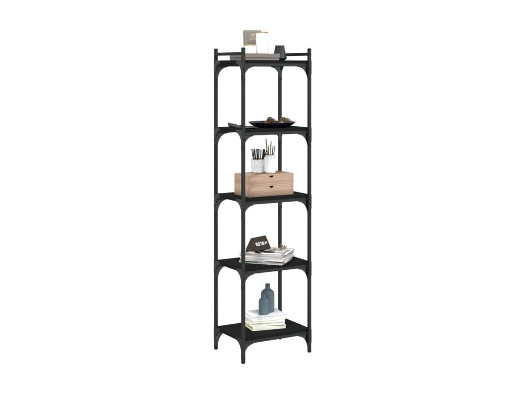 5-tier black bookcase, 40x30x154 cm, engineered wood