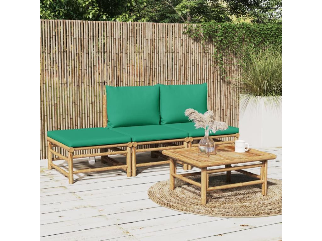 4-piece garden furniture set with green cushions by Homelumiere