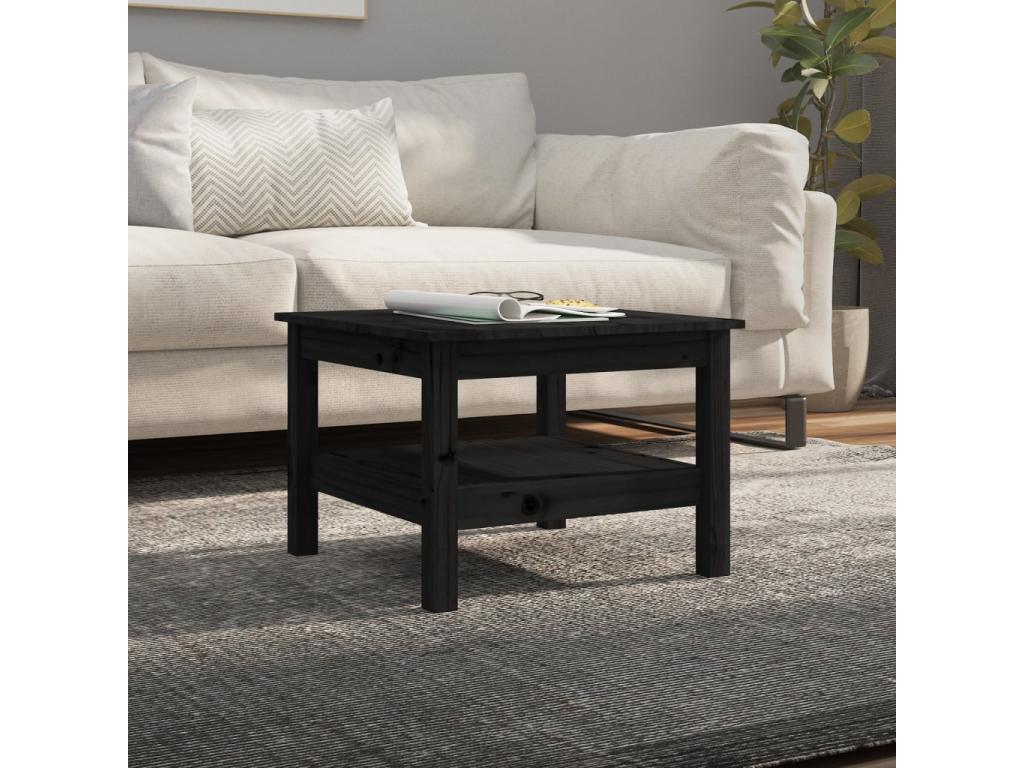 Black coffee table 55x55x40 cm Solid pine wood
