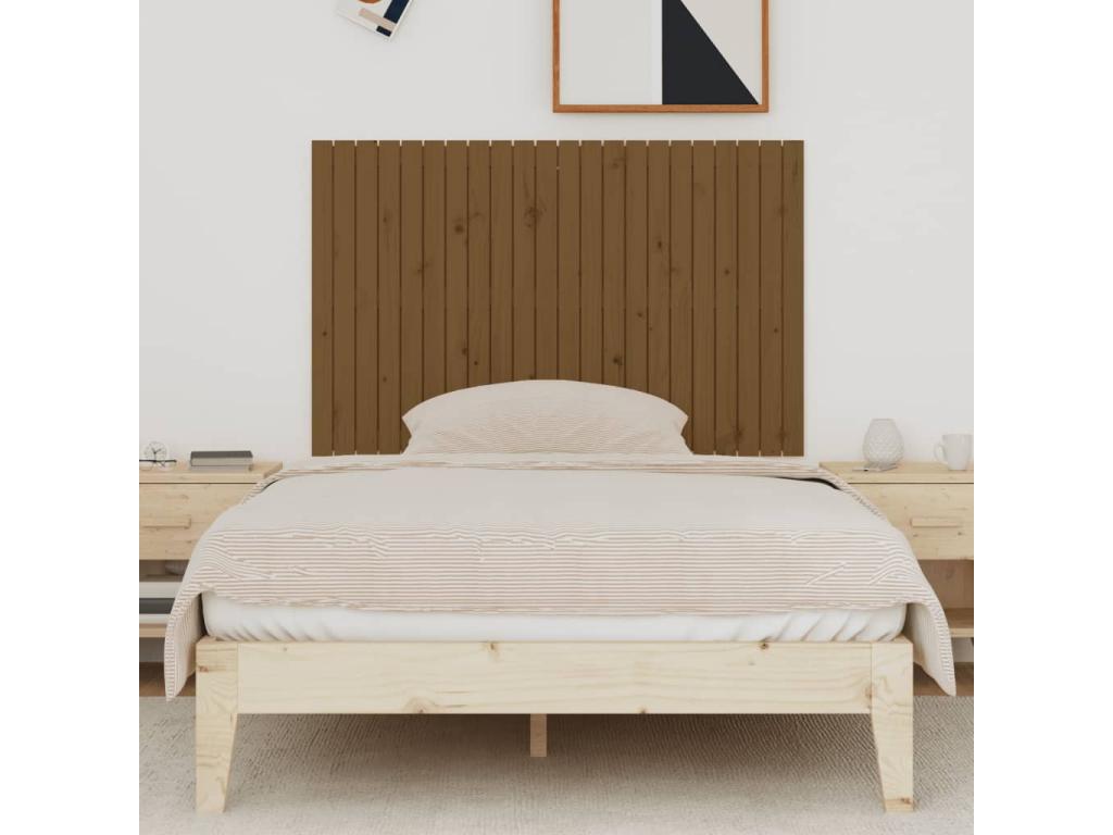 Wall-mounted headboard, honey brown, 140x3x90 cm, solid pine wood