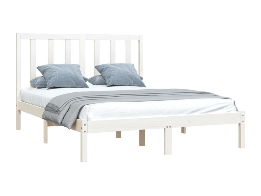 Bed frame without mattress, white, solid pine wood, 160x200 cm