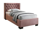 Bed with upholstered headboard - 90x200 cm - Pink velvet - Delimoa II 85748EUEP