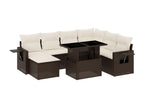 8-piece garden furniture set with brown resin wicker cushions