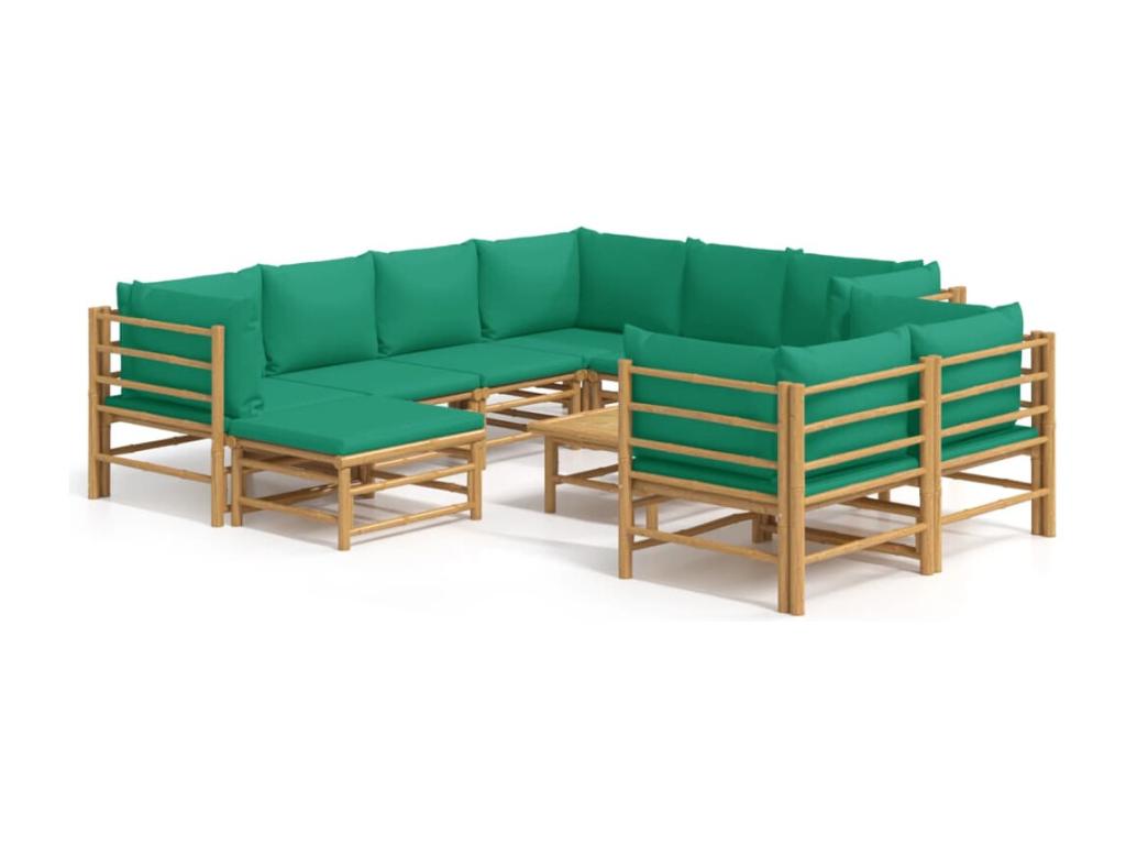 10-piece garden furniture set with green cushions by Homelumiere