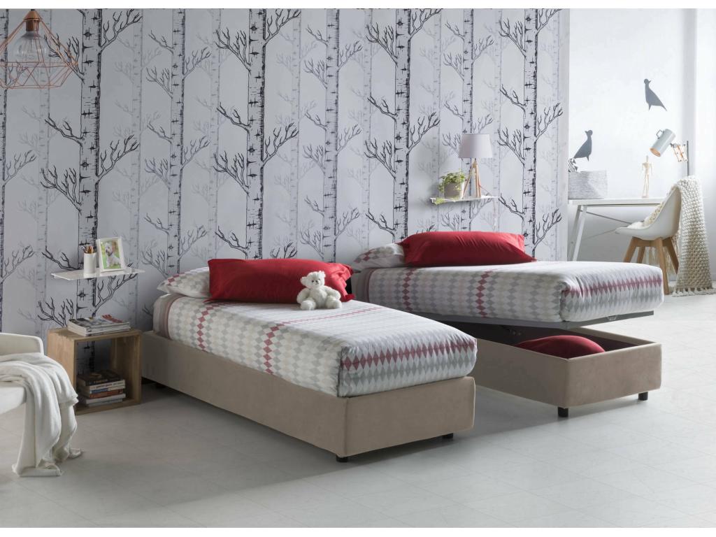Artanzy Single Bed with Storage Bed, Fabric Upholstery, Made in Italy, Front Opening, Includes 90x190 cm Mattress, Artanzy 47379AKOG