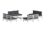 9-piece garden furniture set with cushions, anthracite pine wood