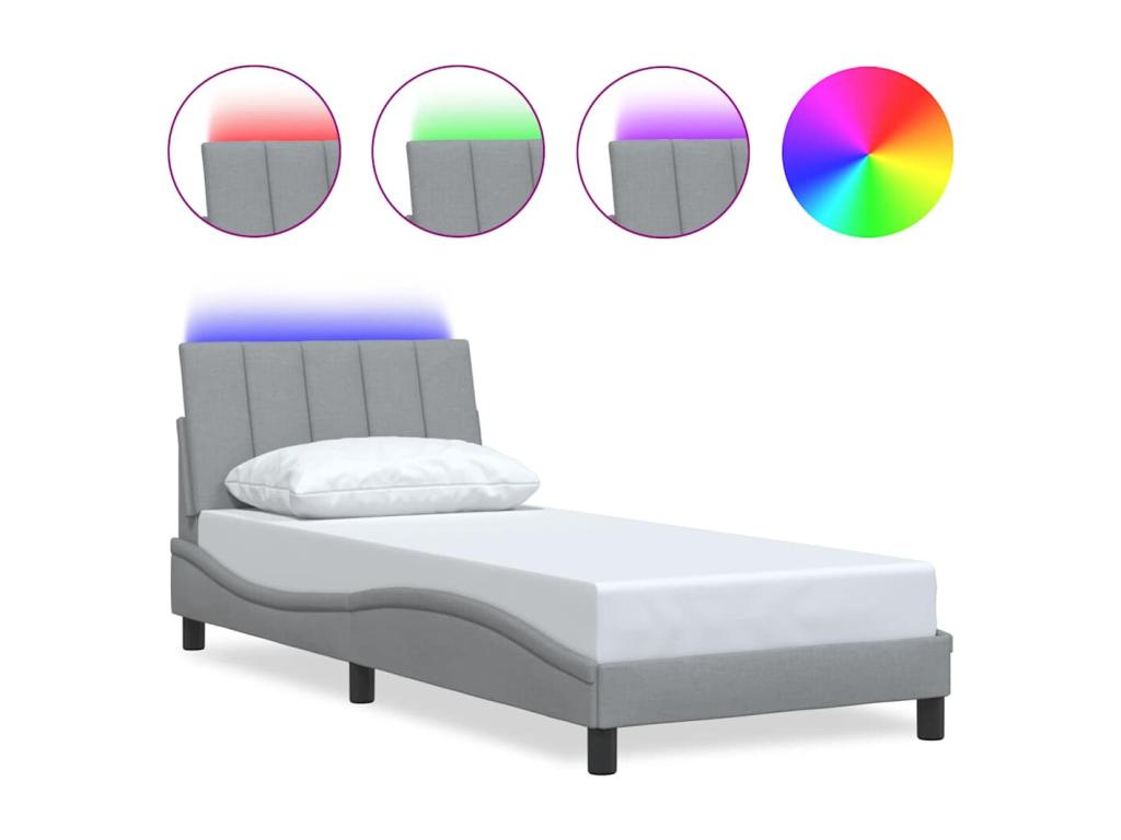 Bed frame without mattress light gray 90x190 cm fabric