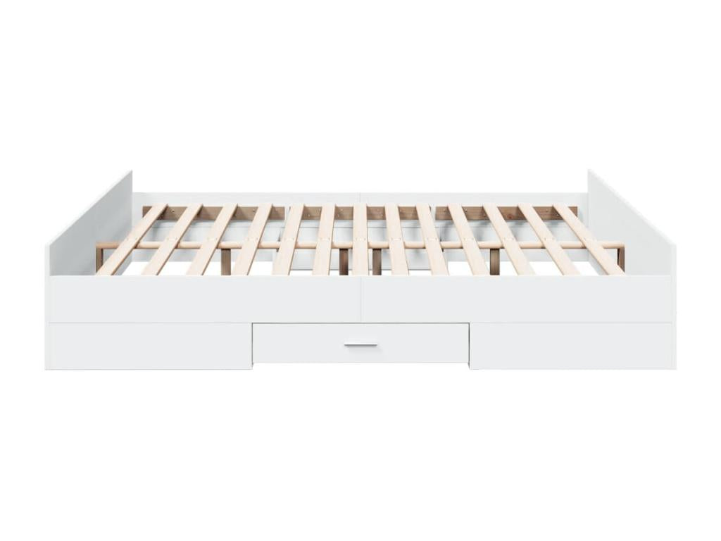 Bed frame with drawers, white, 180x200 cm, engineered wood