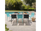 Garden table and 8 chairs in turquoise and grey metal - Delimoa 88812IFVI
