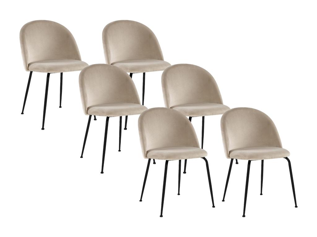 Set of 6 velvet and black stainless steel chairs - Beige - Homelumiere