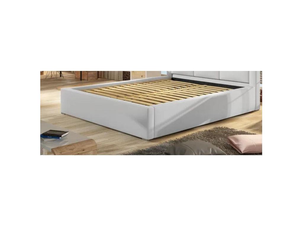 Luxury upholstered bed in Homelumiere fabric - Light Grey - 160x200 - Version with slatted base