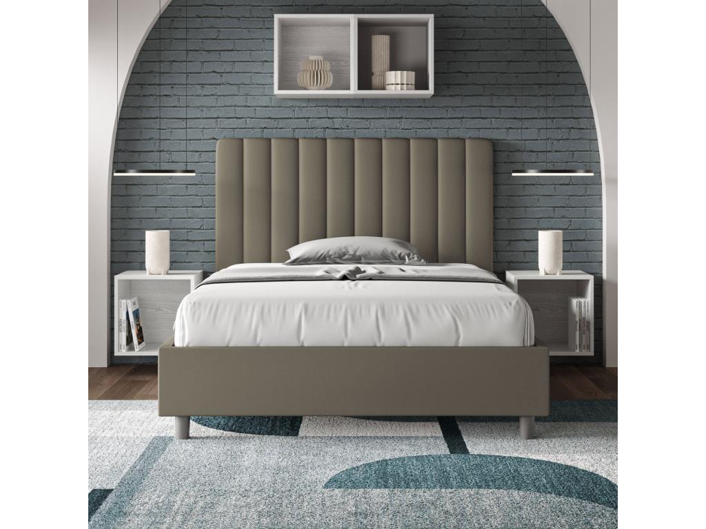 Single bed with storage, upholstered, 120x210 cm, cappuccino faux leather, Homelumiere