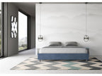 Bed with upholstered slatted base 180x200 microfiber blue Homelumiere