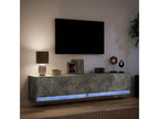 Wall-mounted TV unit with LED lighting, concrete grey, 180x31x38 cm
